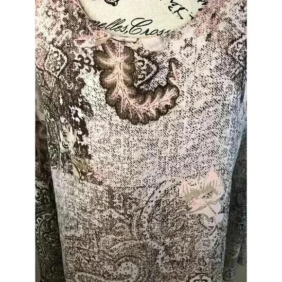 Carre Noir Large Pink Floral Sheer Layered Chiffon Blouse Lined L/S - Picture 2 of 6